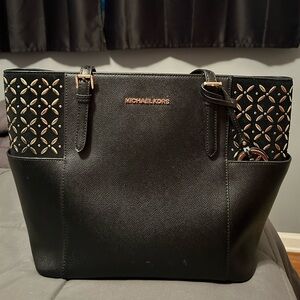 Michael Kors Leather Tote Black/Gold